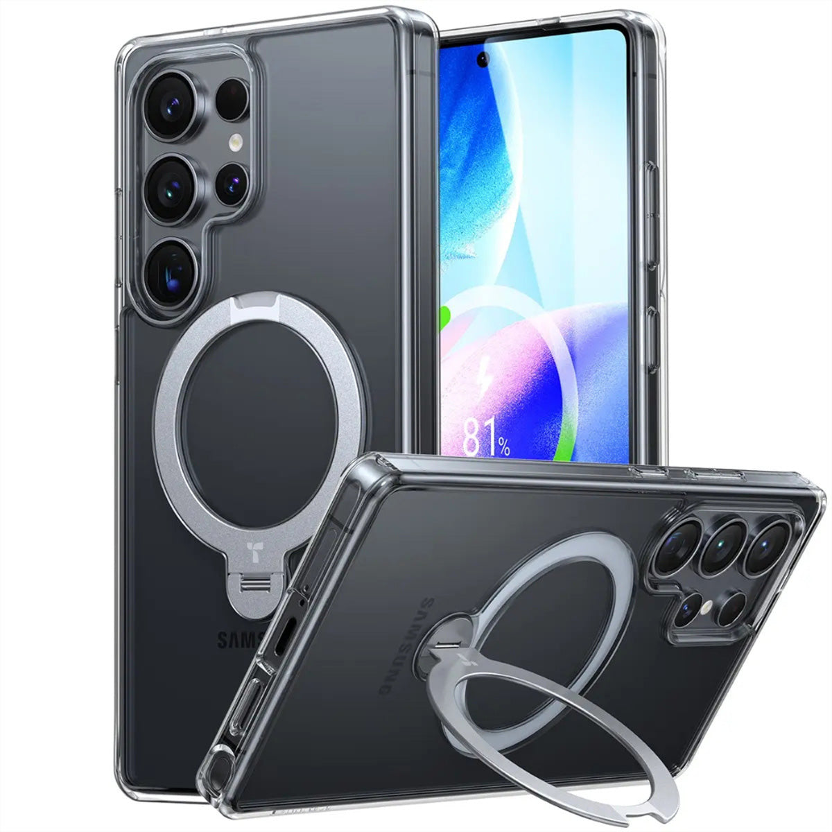 Torras Backcover – für Samsung Galaxy S25 Ultra, MagSafe, mit Ständer, Kunststoff, Transparent