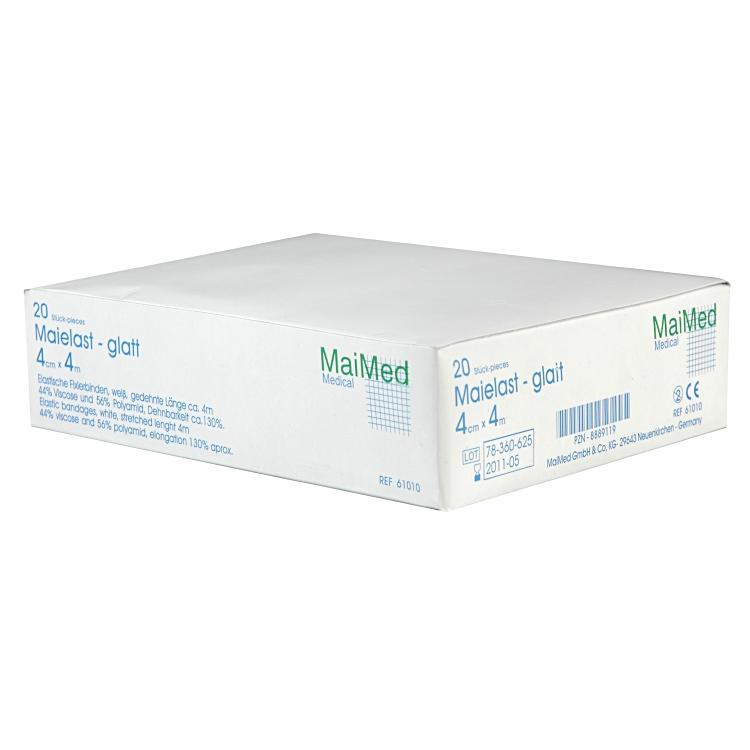 MaiMed Maielast-Binde glatt – 40 mm × 4 m, 20 Stück, weiss, elastisch