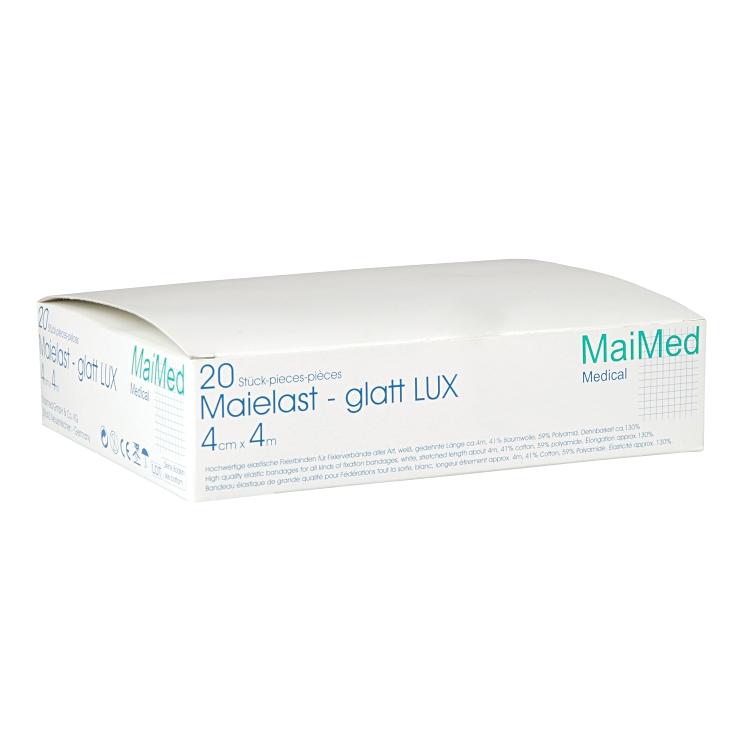 MaiMed Binde Maielast-glatt LUX – 40 mm × 4 m, 20 Stück, weiss, elastisch, Textil