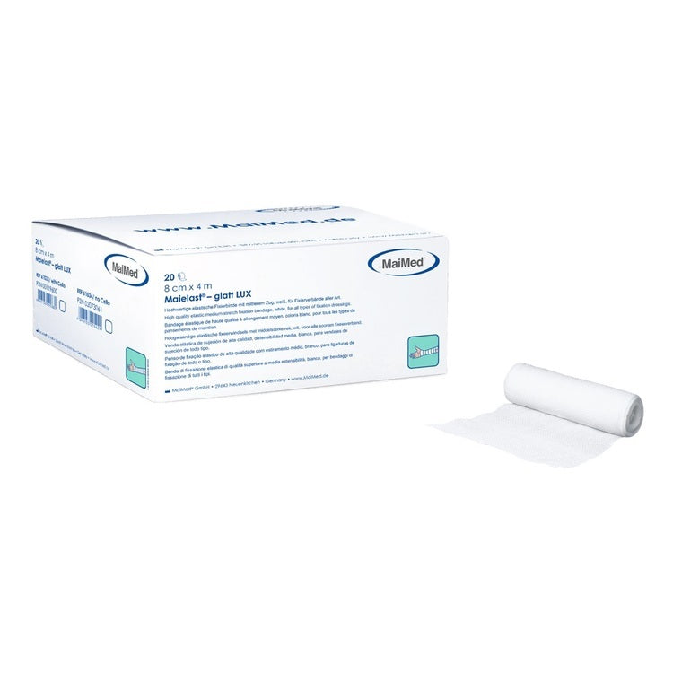 MaiMed Binde Maielast-glatt LUX – 80 mm × 4 m, 20 Stück, weiss, elastisch