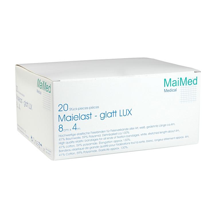 MaiMed Binde Maielast-glatt LUX – 80 mm × 4 m, 20 Stück, weiss, elastisch