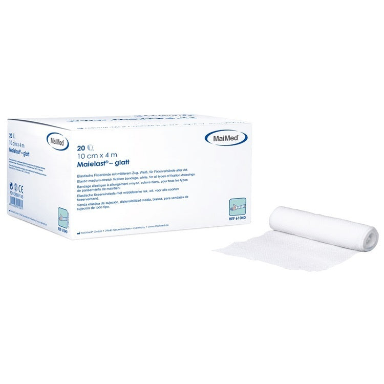 MaiMed Binde Maielast-glatt – 100 mm × 4 m, 20 Stück, weiss