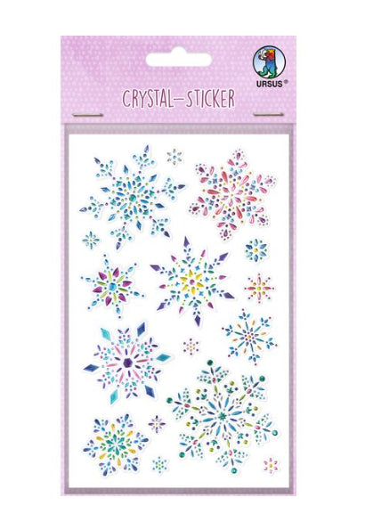 URSUS Sticker Eiskristalle – 10 × 16 cm, mehrfarbig – 1 Bogen/16 Sticker, selbstklebend