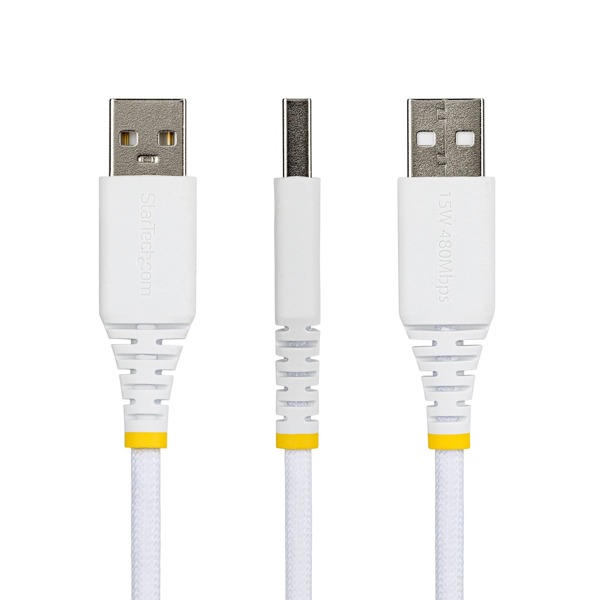 StarTech.com USB-A auf USB-C Kabel – USB 2.0 (480 Mbit/s) – 0,3 m – PD 15 W – Geflochten – Weiss