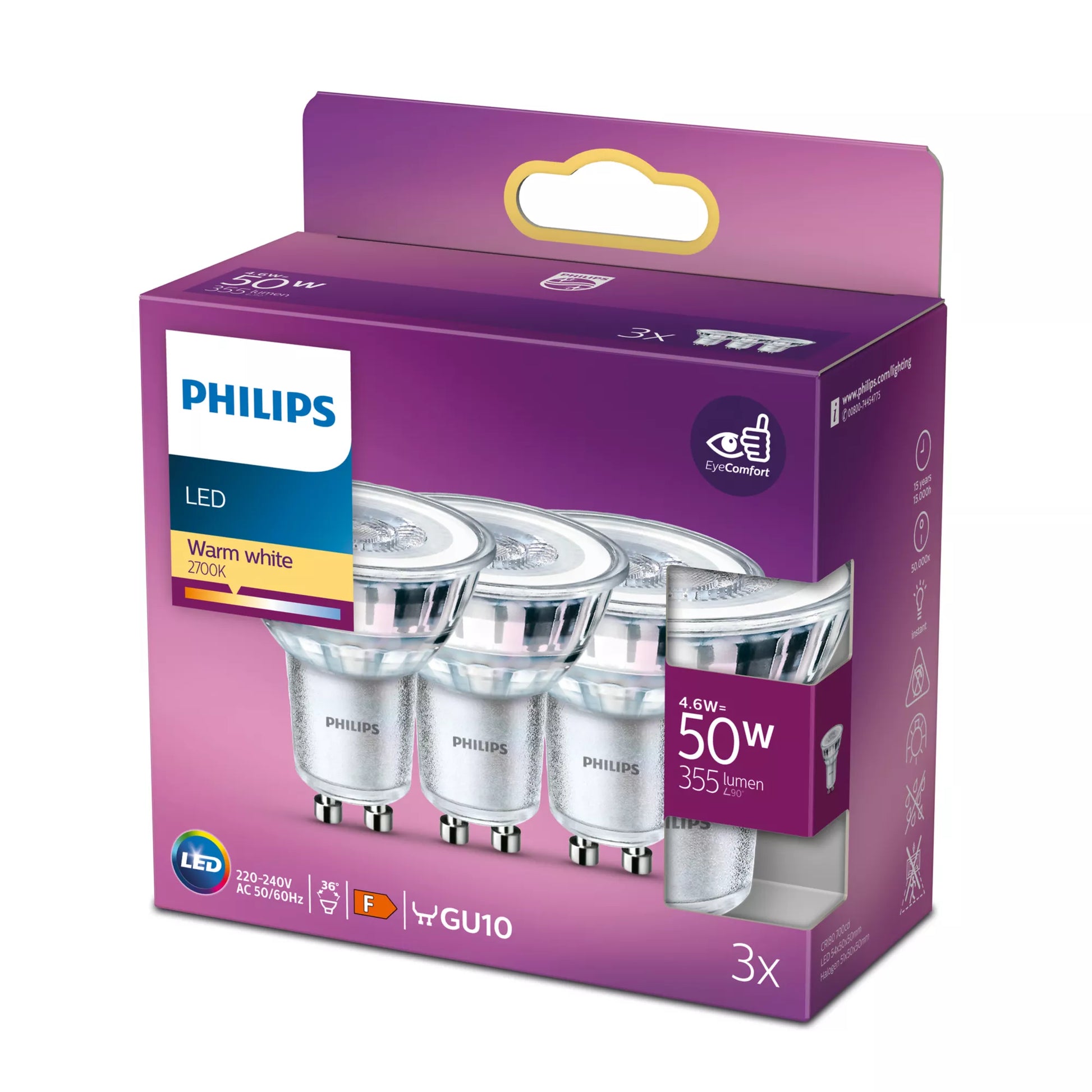 Philips by Signify Philips LEDClassic Leuchtmittel GU10 – 355 lm, 2700 K, 36°