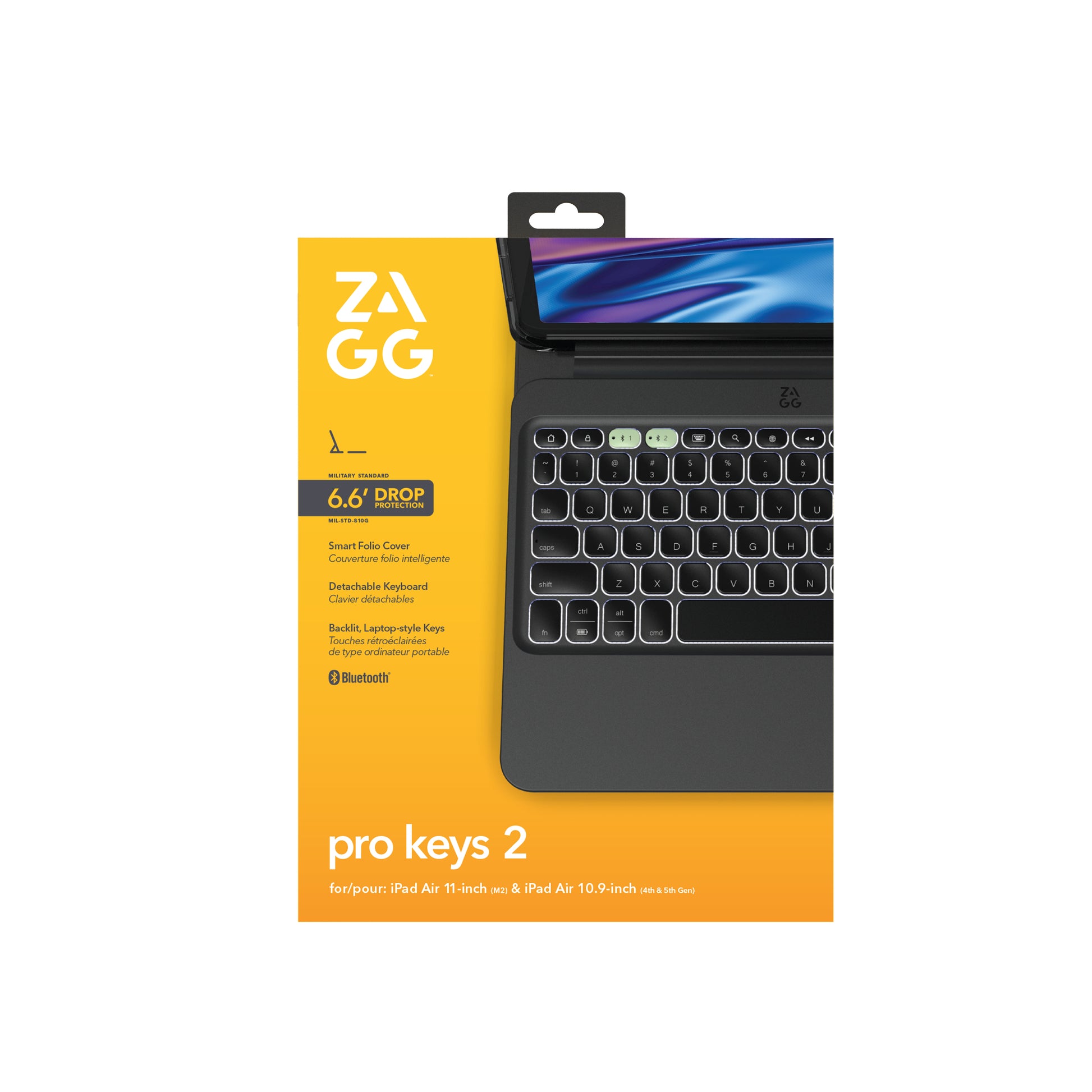 ZAGG ProKeys 2 – Tastatur, DE-Layout (DE), Schwarz – für iPad Air 11 (M2/M3)