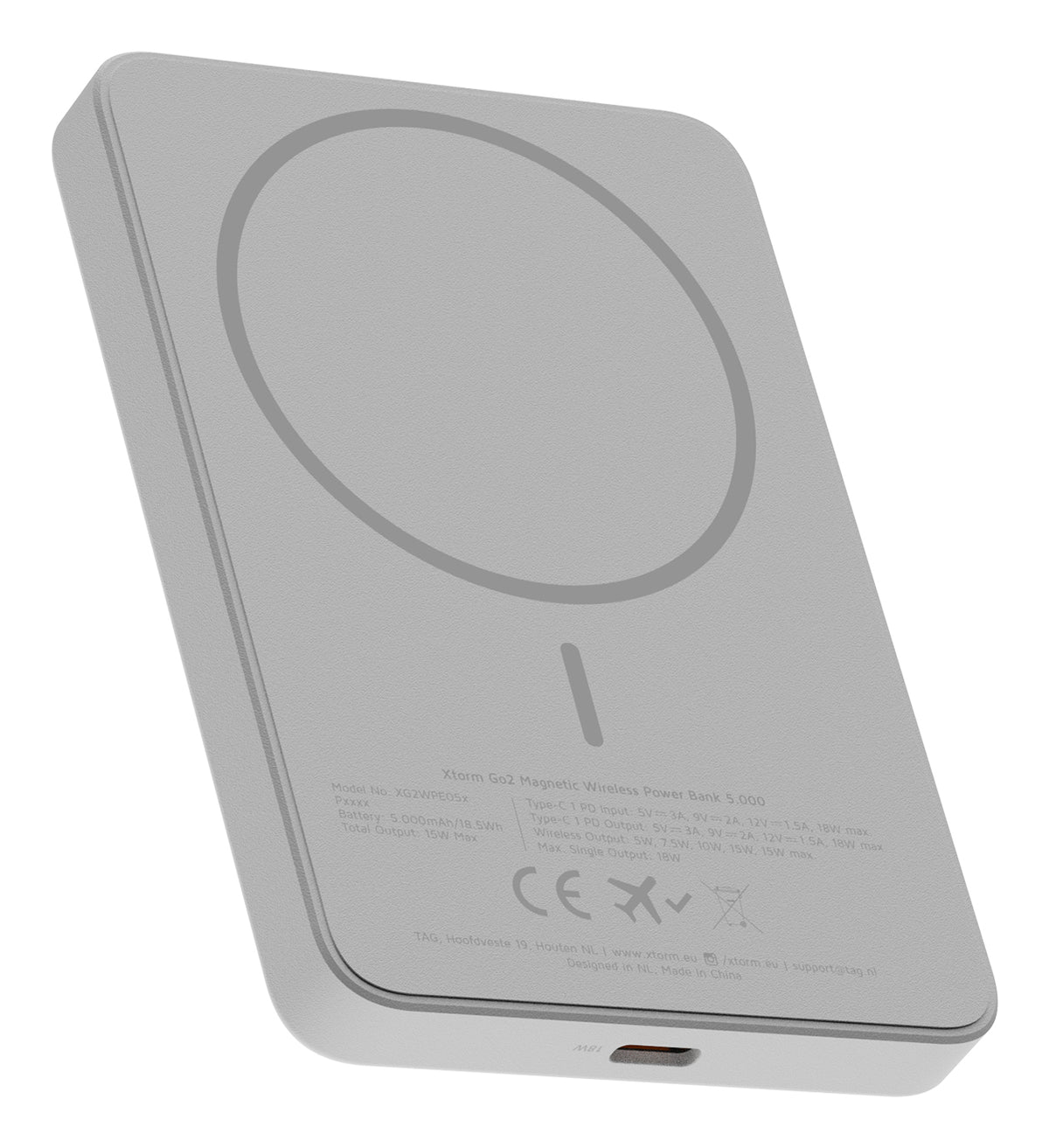Xtorm Go2 MagSafe Powerbank 5'000 mAh – 18 W PD, 1× USB-C, weiss