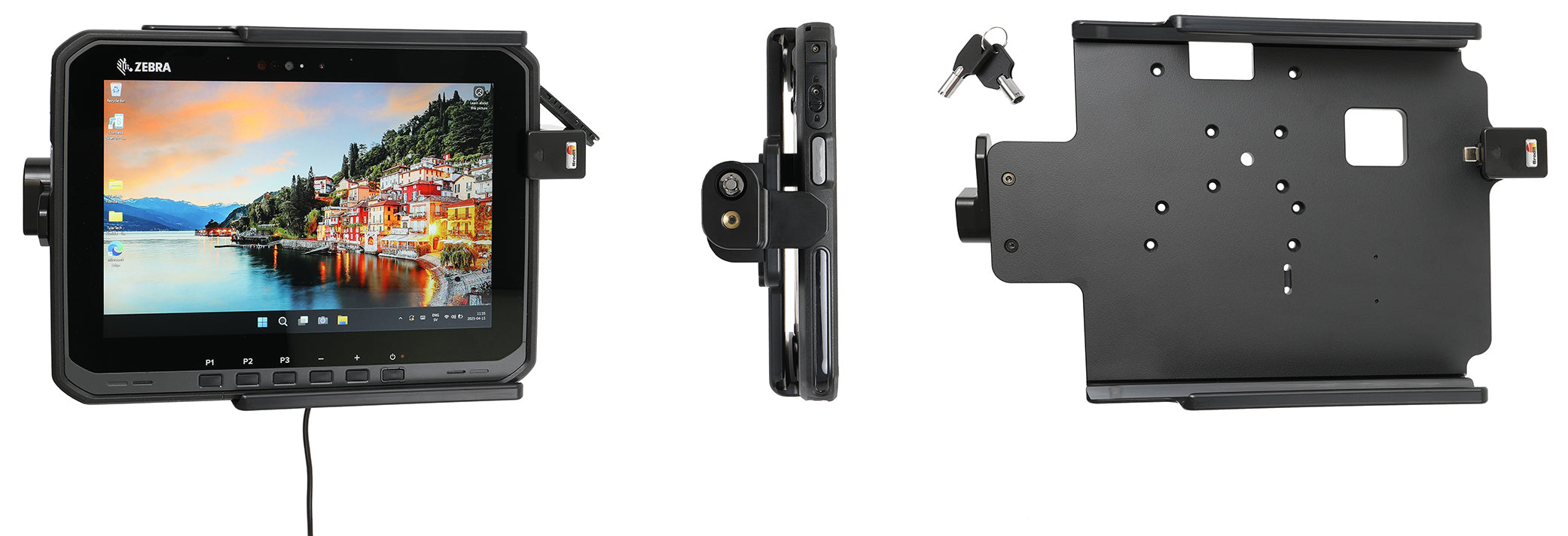 Brodit Tablet-Wandhalterung – für Zebra ET65W, ET60W – abschliessbar – Schwarz
