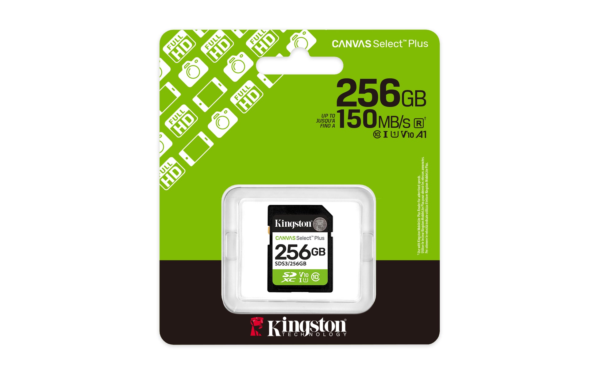 Kingston Technology Kingston Canvas Select Plus SDXC 256 GB – UHS-I, Klasse 10, U1, V10, 150 MB/s Lesen