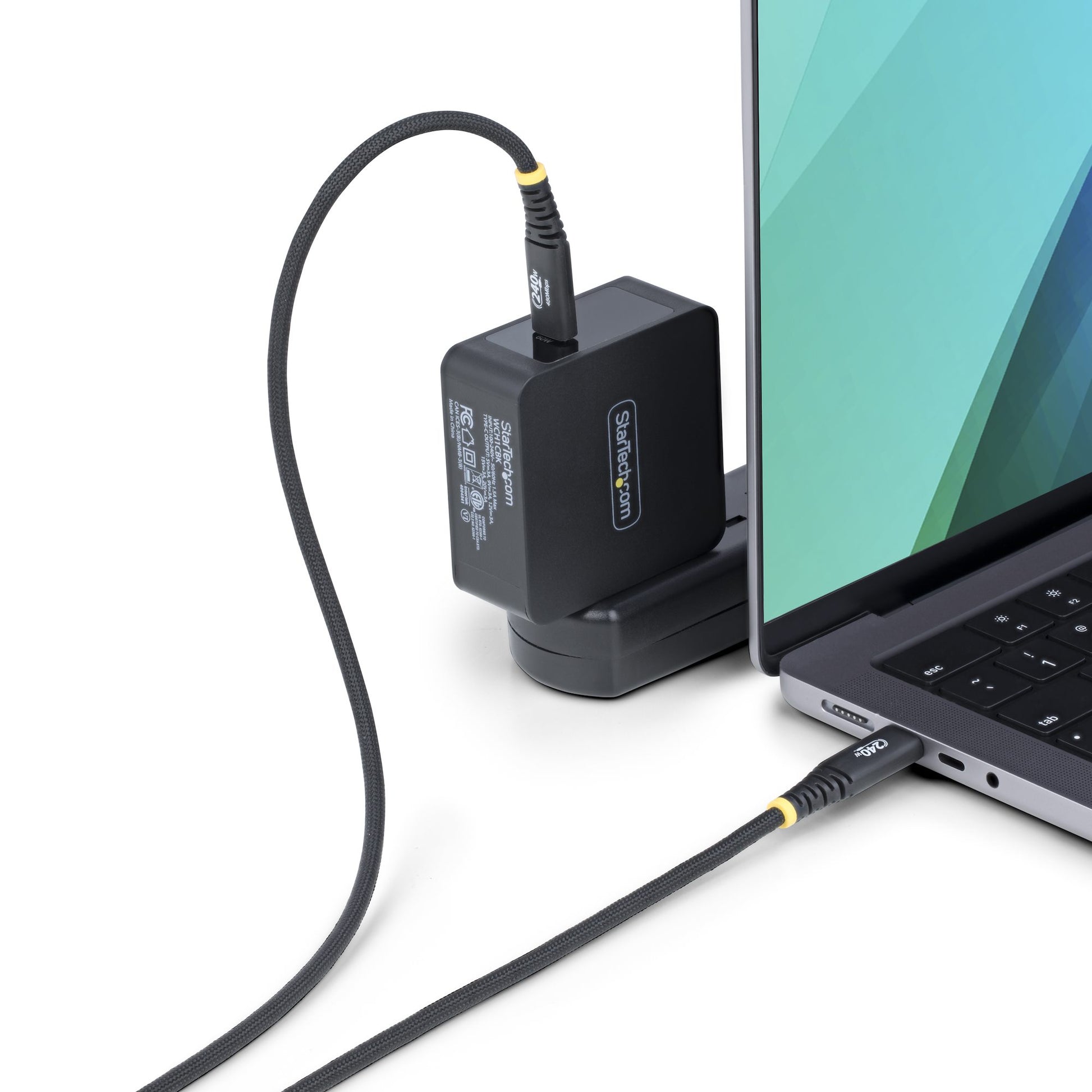 StarTech.com USB-C auf USB-C Kabel – USB 2.0 (480 Mbit/s) – 2 m – PD 240 W – Geflochten – Schwarz