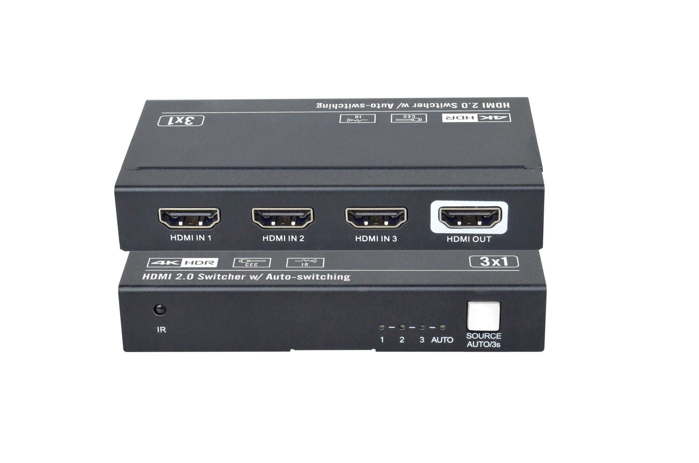 Vivolink HDMI-Switch, 3×1, 4K, 60 Hz, CEC/IR