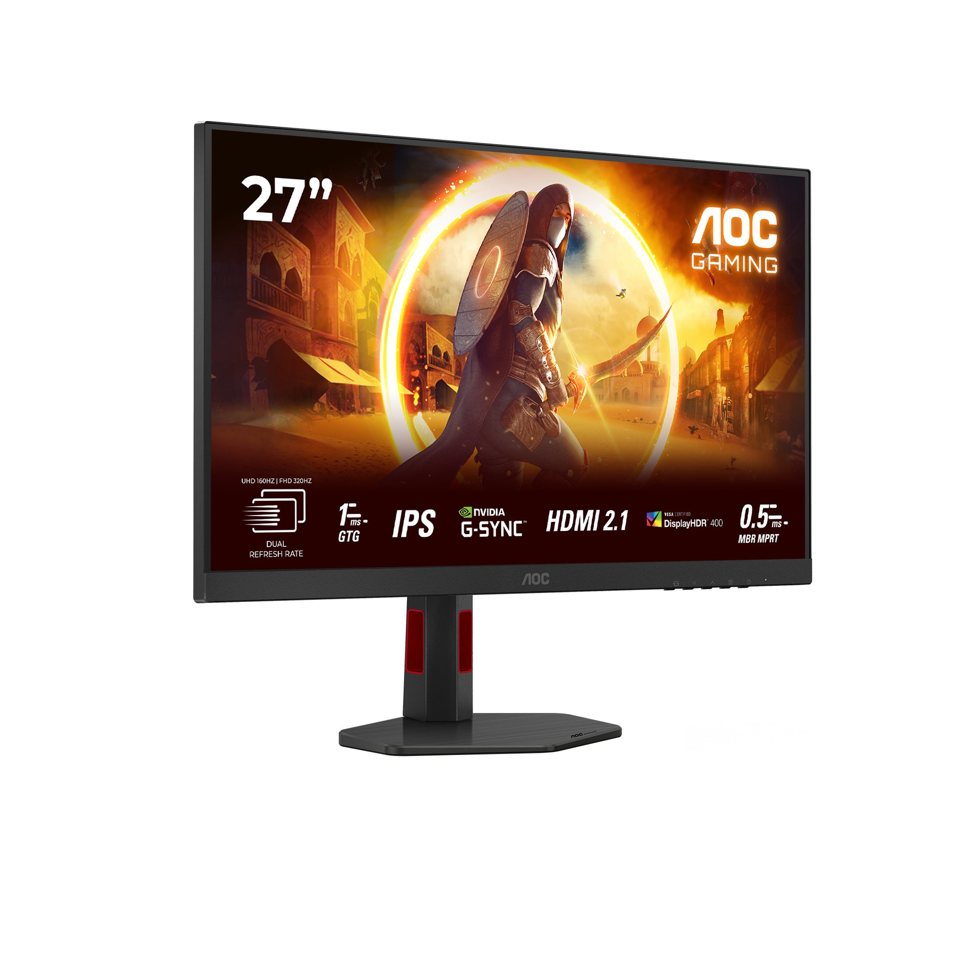 AOC U27G4R – Monitor, 27", Fast IPS, 160 Hz, 400 cd/m², USB-Hub integriert, VESA 100 × 100, Rot