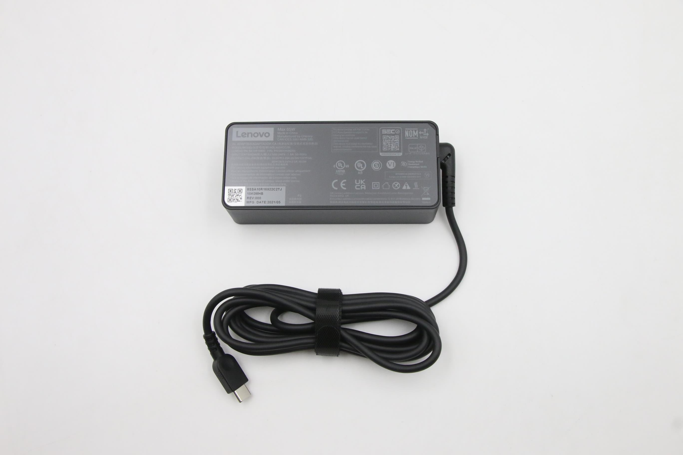 Lenovo 5A10W86255 USB-Ladegerät 65 W – USB-C×1 – für Lenovo-Laptops – Schwarz