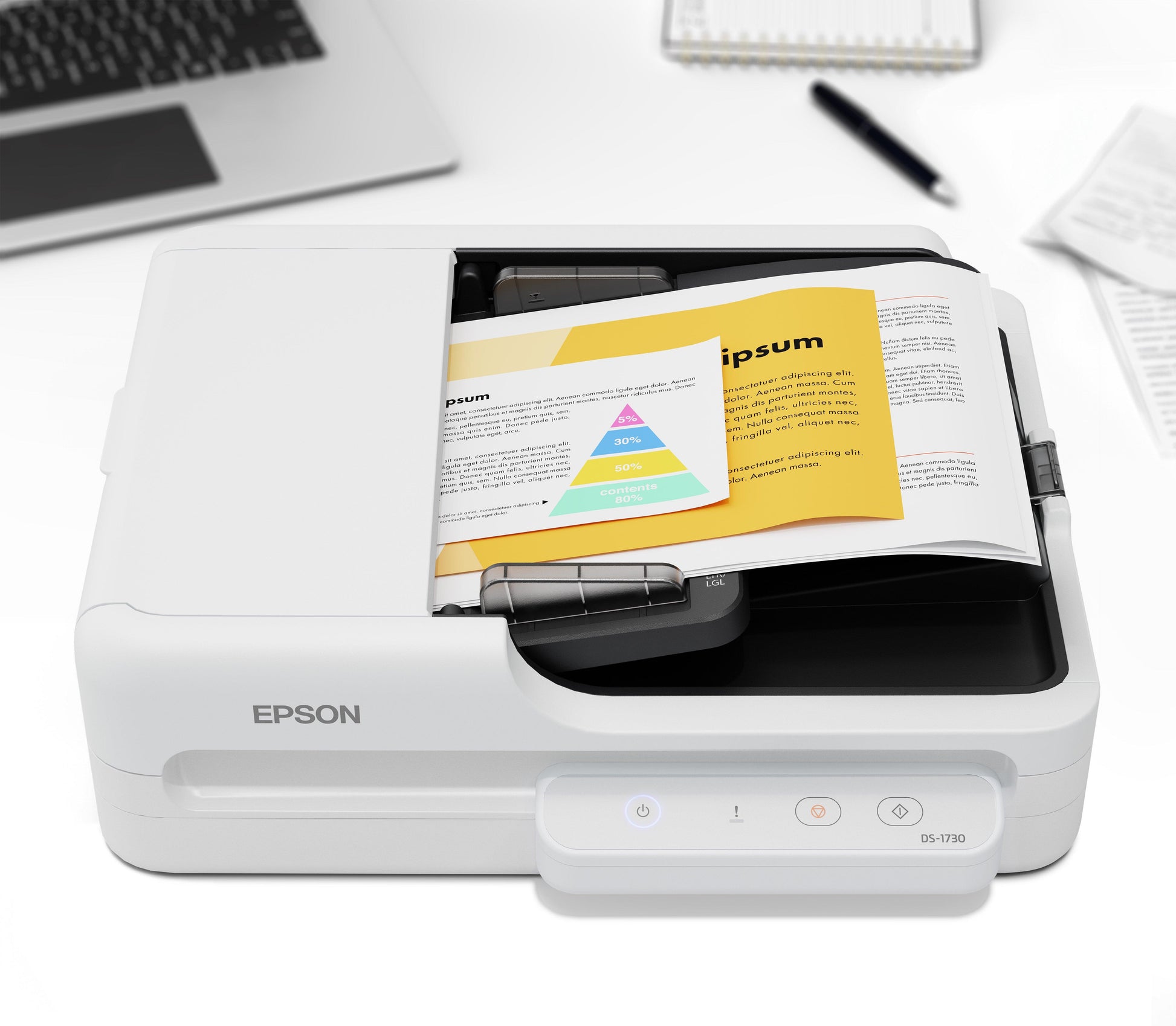 Epson WorkForce DS-1730 – Flachbett + ADF, A4, Duplex, 30 Seiten/Min, ADF 60 Blatt, WLAN, 1'200 dpi