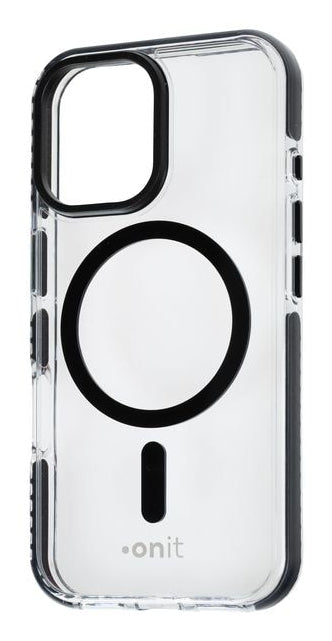 ONIT Mill.Std. Backcover – für Apple iPhone 16, MagSafe, PC+TPE+TPU, Schwarz/Transparent, bis 3 m Sturzsicher