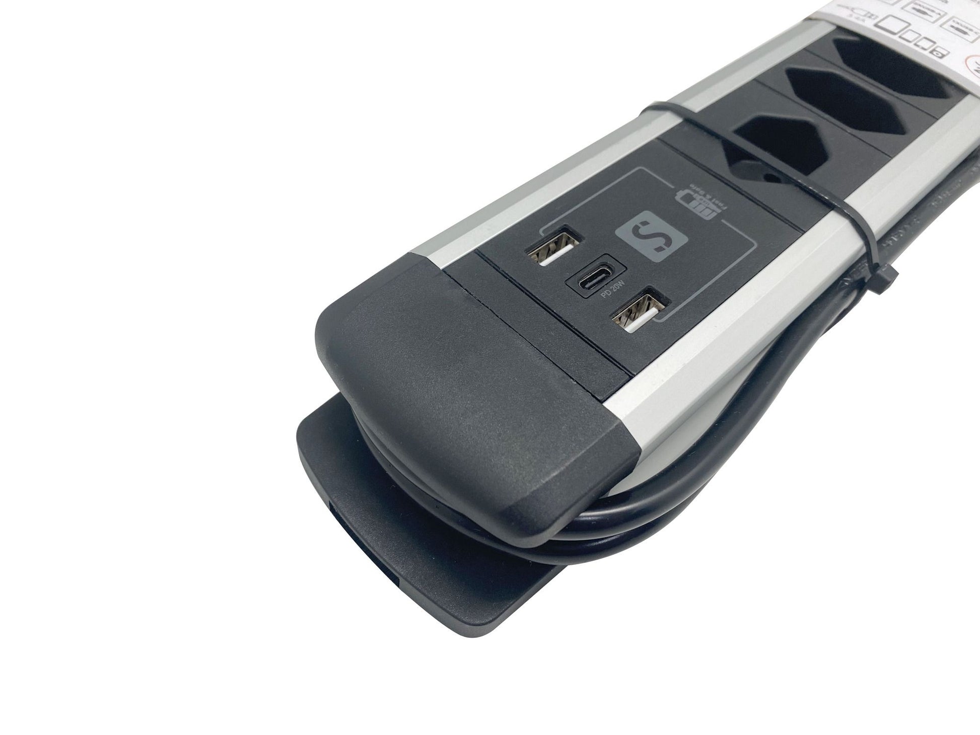 M. Schönenberger 85.870.8A – Steckdosenleiste, 8× T13, 2× USB-A, 1× USB-C, mit Schalter, 2 m, Stecker T12