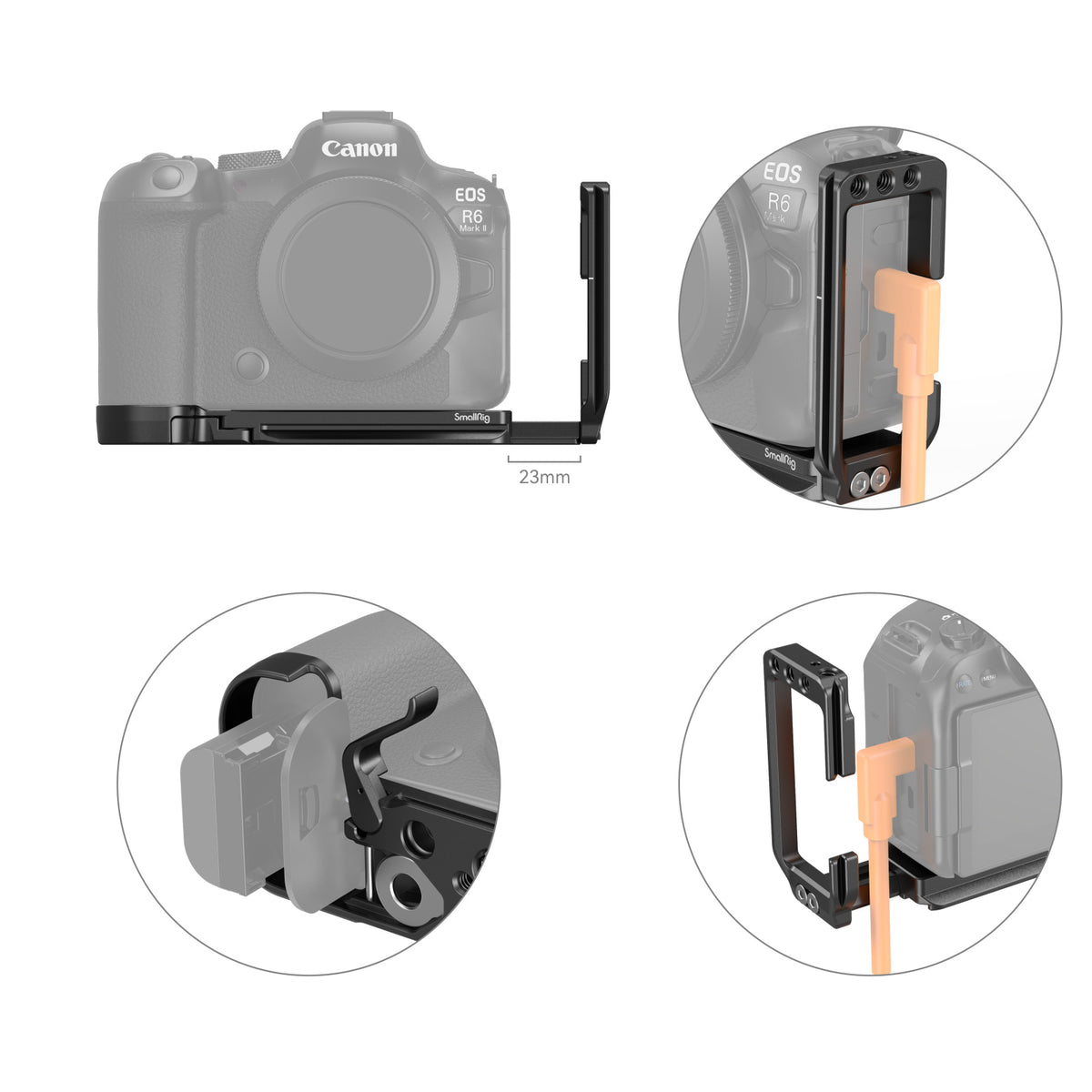 SmallRig 4160B L-Form Montageplatte – für Canon EOS R6 Mark II, EOS R5, EOS R5 C und andere