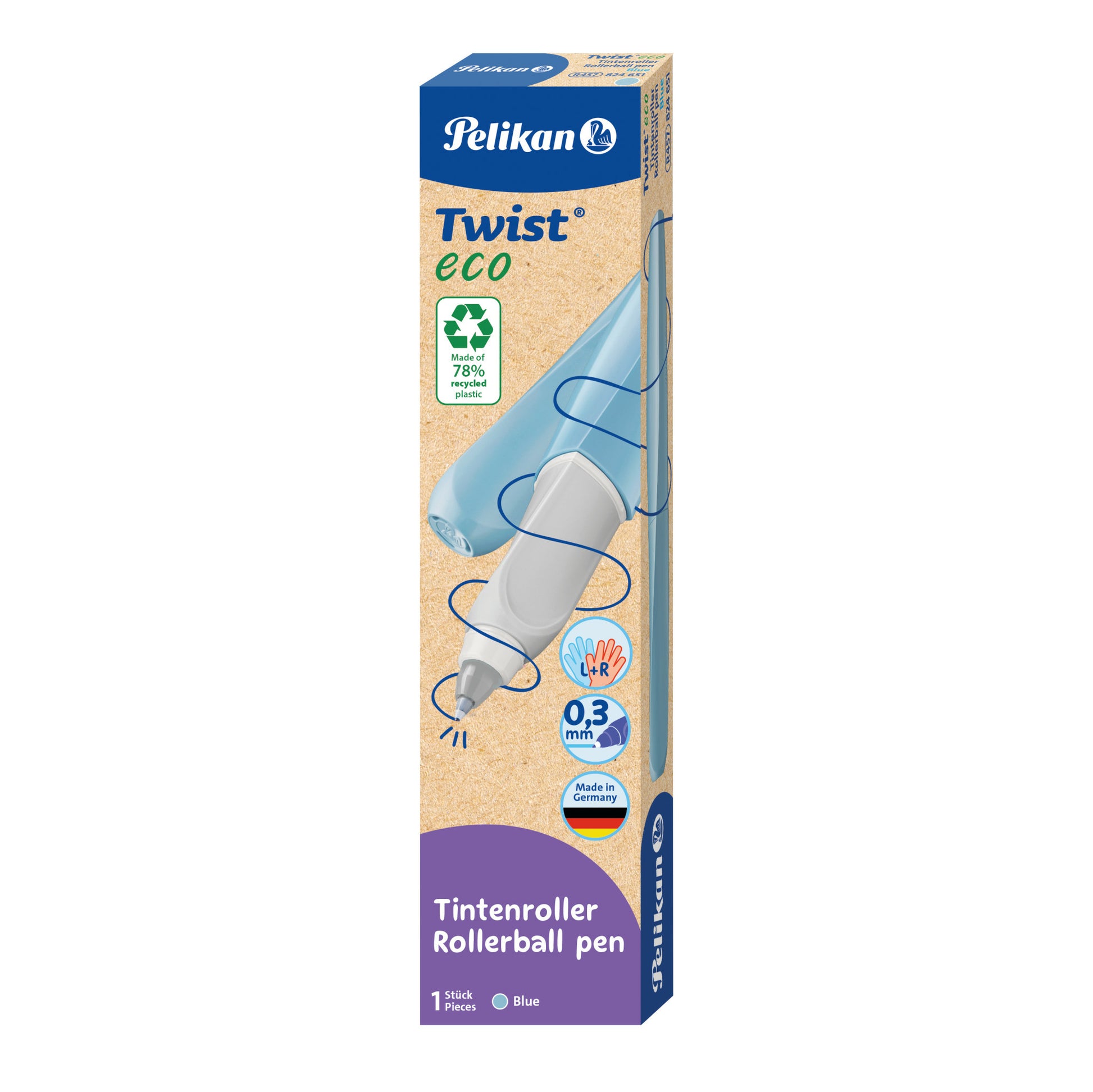 Pelikan Twist eco – Tintenroller, 0,3 mm, blau, Kunststoff