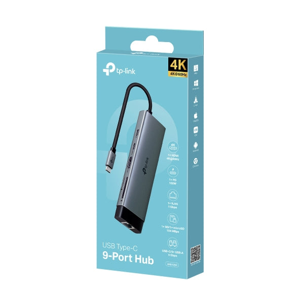 TP-Link UH9120C Multiport-Adapter – USB-C, 1× HDMI, 1× USB-A, 3× USB-C, SD/microSD, für Windows/Mac/ChromeOS