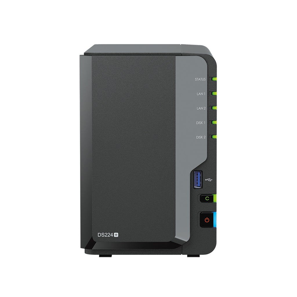 Synology DS224+ – 2-Bay Desktop NAS – Intel Celeron J4125, 2 GB RAM, für 2,5"/3,5" HDD/SSD, SATA