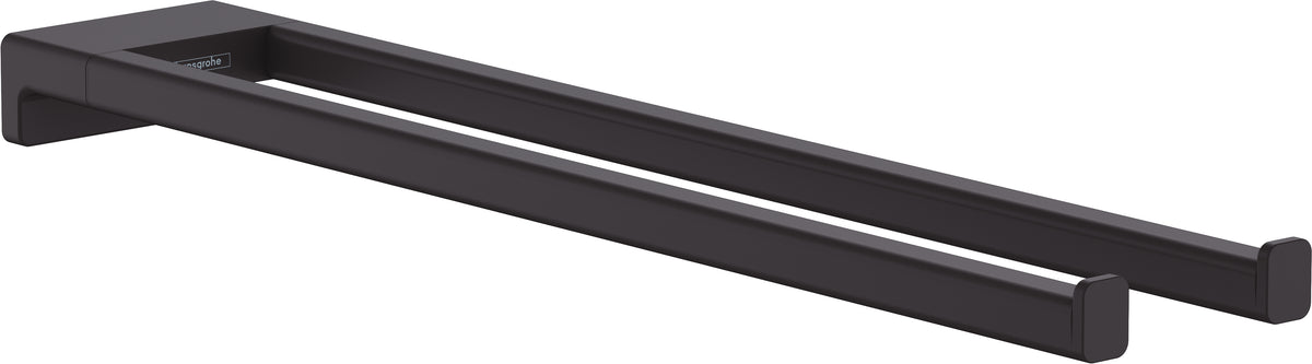 Hansgrohe Handtuchhalter (doppelt) AddStoris Q – 44,5 cm, Metall, Schwarz matt, Wandmontiert