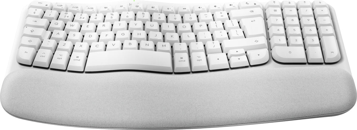 Logitech Wave Keys für Mac – Ergonomische Tastatur – Membran, Bluetooth – QWERTY (UK‑INT) – Weiss – für Mac