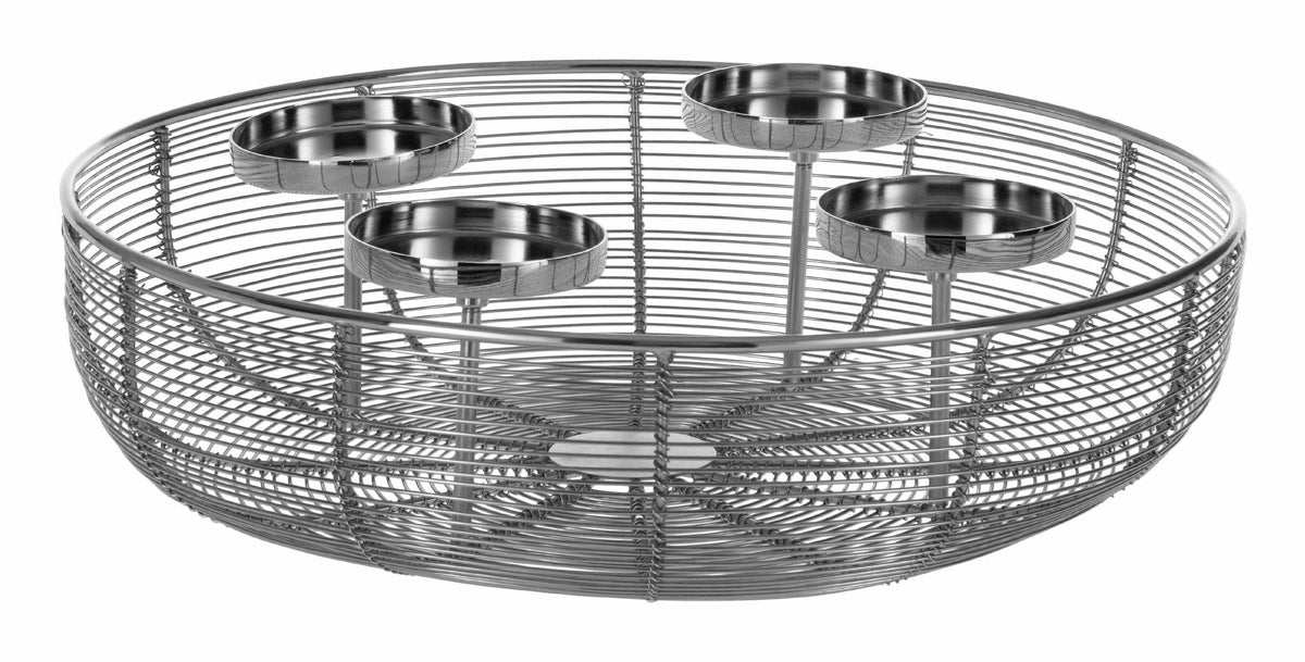 EGLO Hagony Adventskerzenhalter – Metall, Silber – Ø 36 × 10 cm – für 4 Kerzen