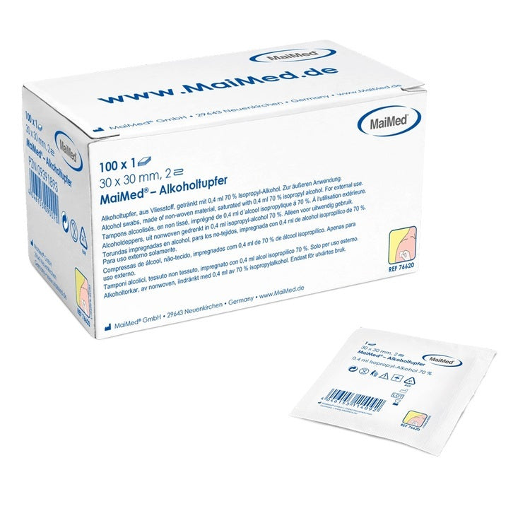 MaiMed Alkoholtupfer – Isopropylalkohol 70 %, 100 Stück