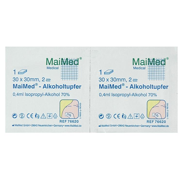 MaiMed Alkoholtupfer – Isopropylalkohol 70 %, 100 Stück