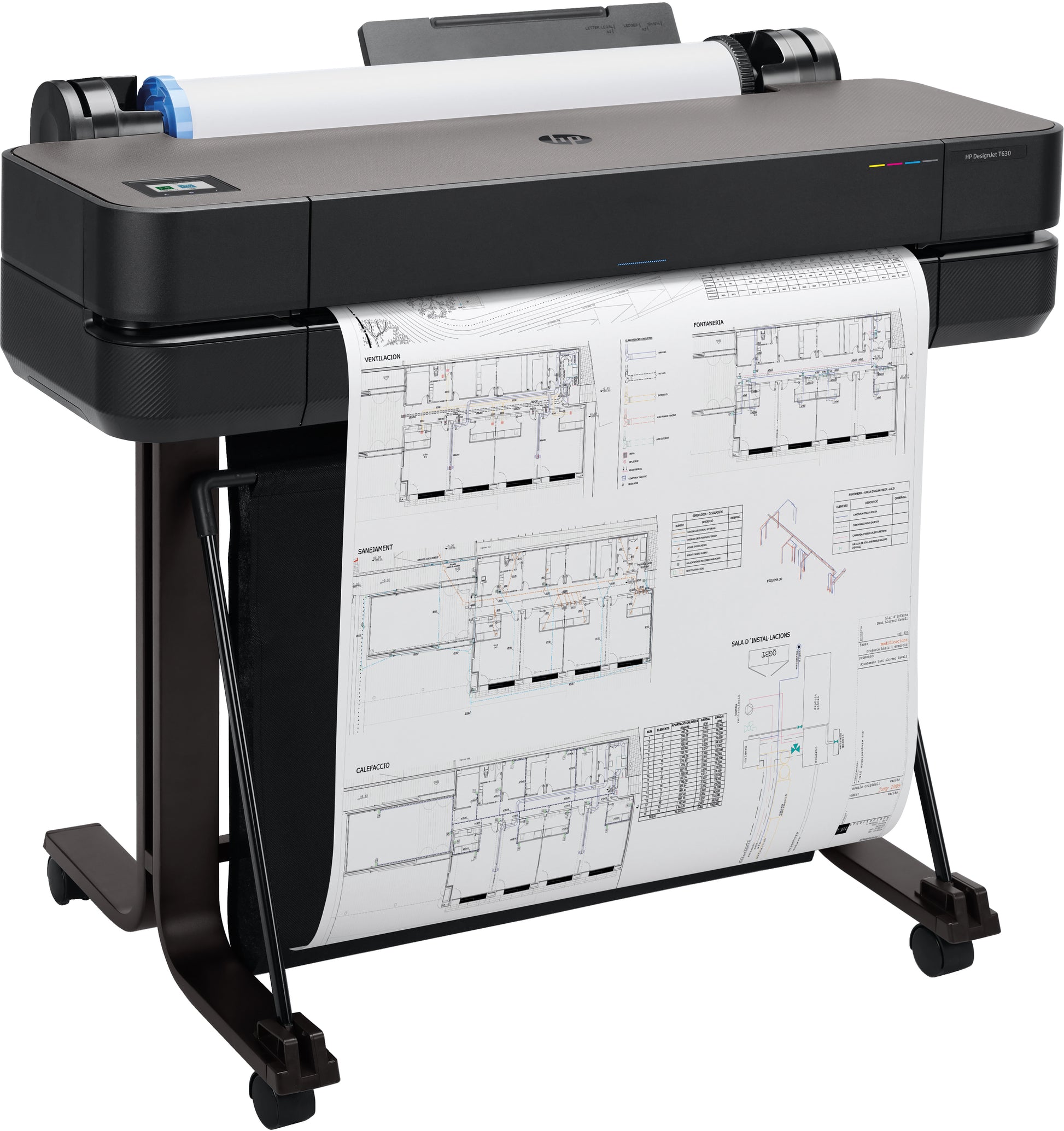 HP DesignJet T630 – Grossformatdrucker, A0, Farbe, LAN/WLAN/USB, mit Stand, 2400 × 1200 dpi