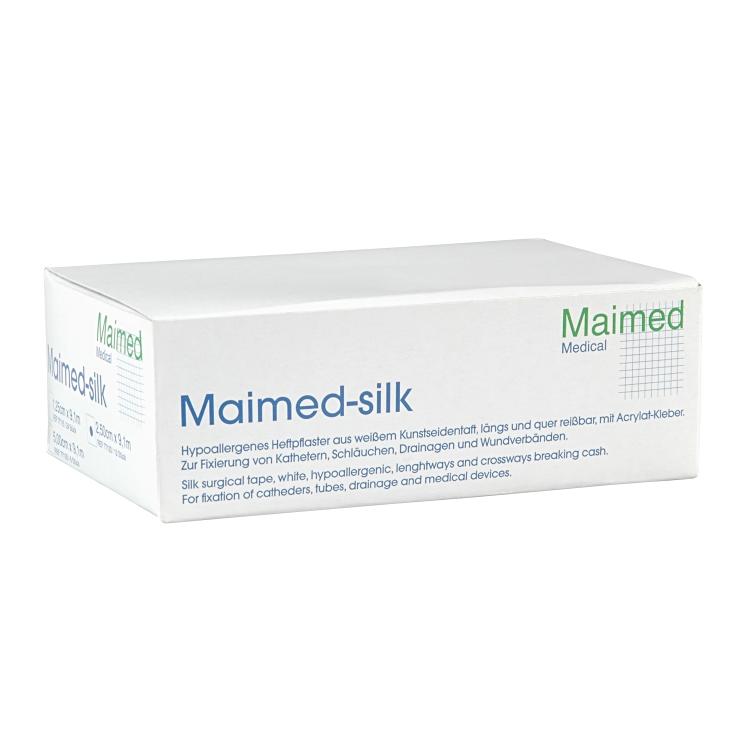 MaiMed Pflasterrolle Silk – 25 mm × 9,1 m, 12 Rollen, weiss