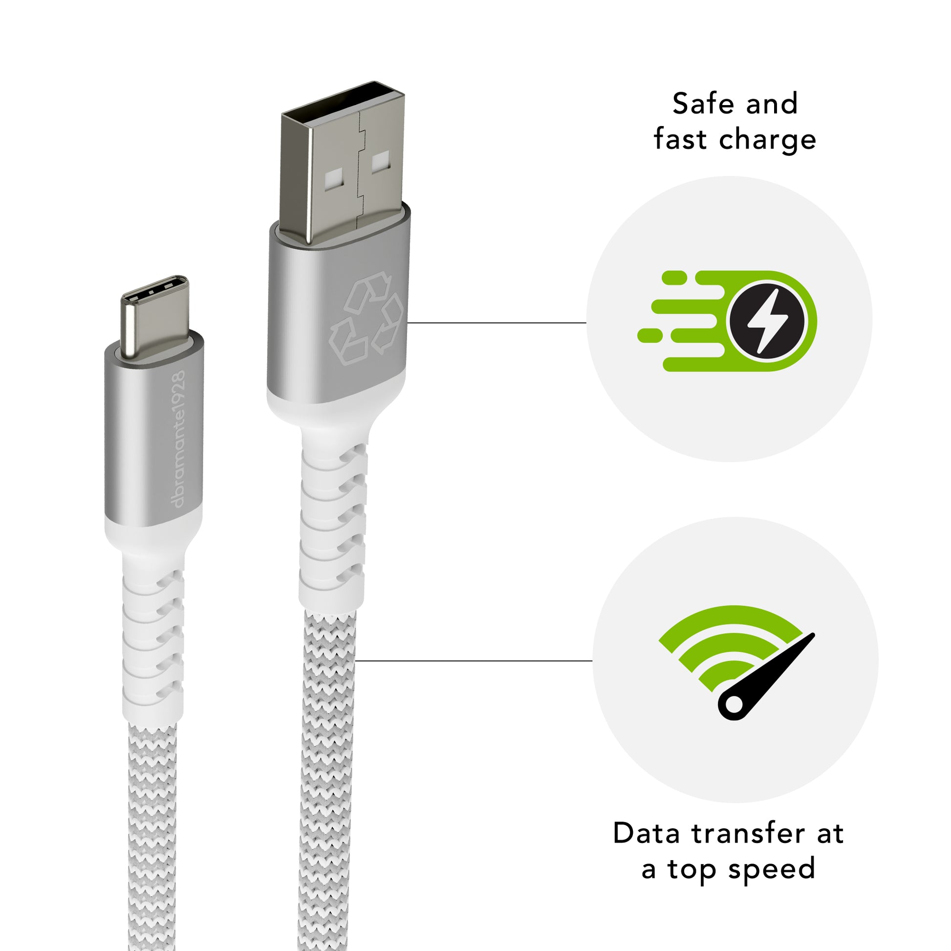 dbramante1928 USB-A auf USB-C Kabel – USB 2.0 (480 Mbit/s) – 2,5 m – Weiss