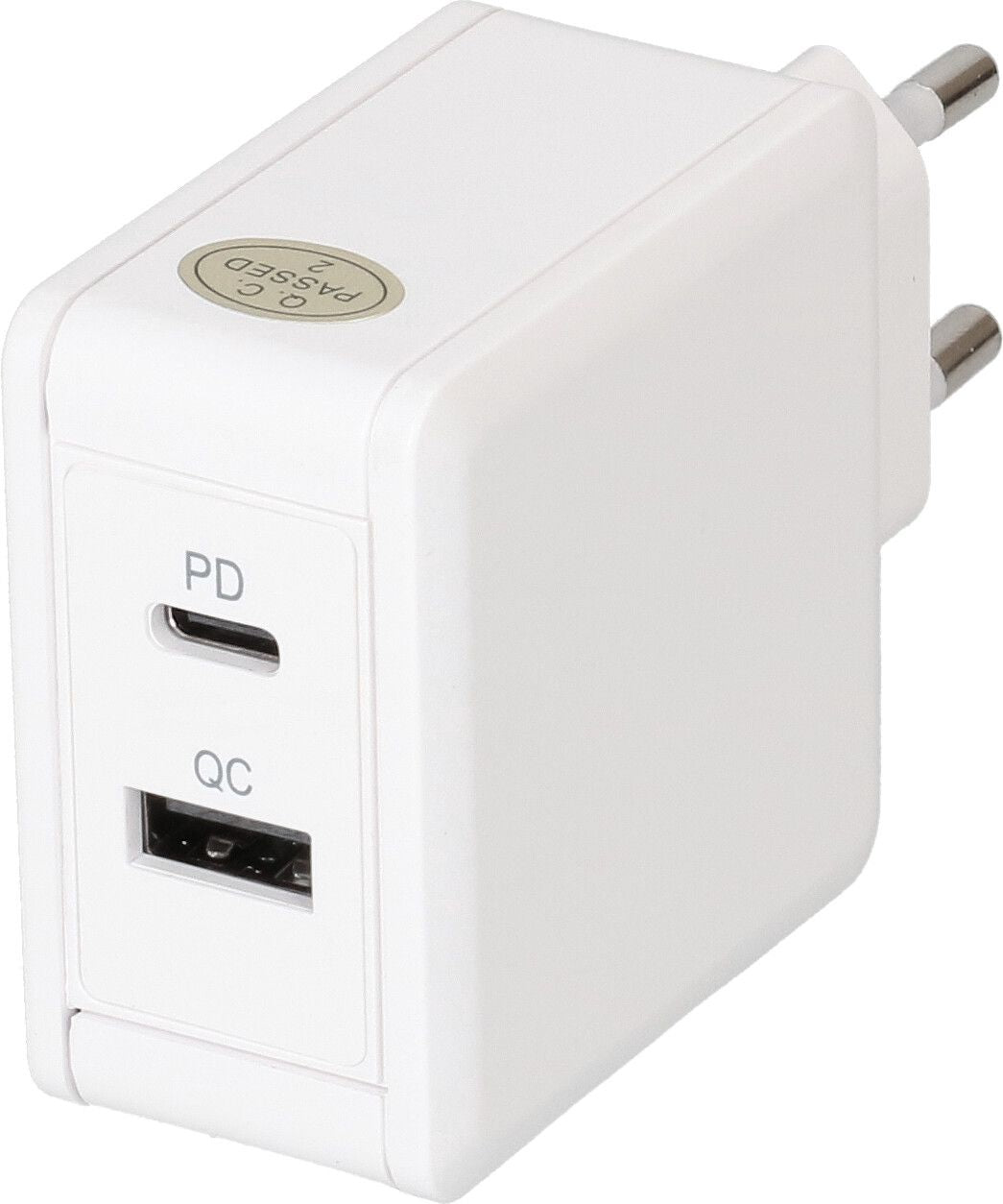 Max Hauri AG USB-Ladegerät 30 W – USB-C×1, USB-A×1 – PD 3.0, QC 4 – EU-Stecker (Typ C) – Weiss