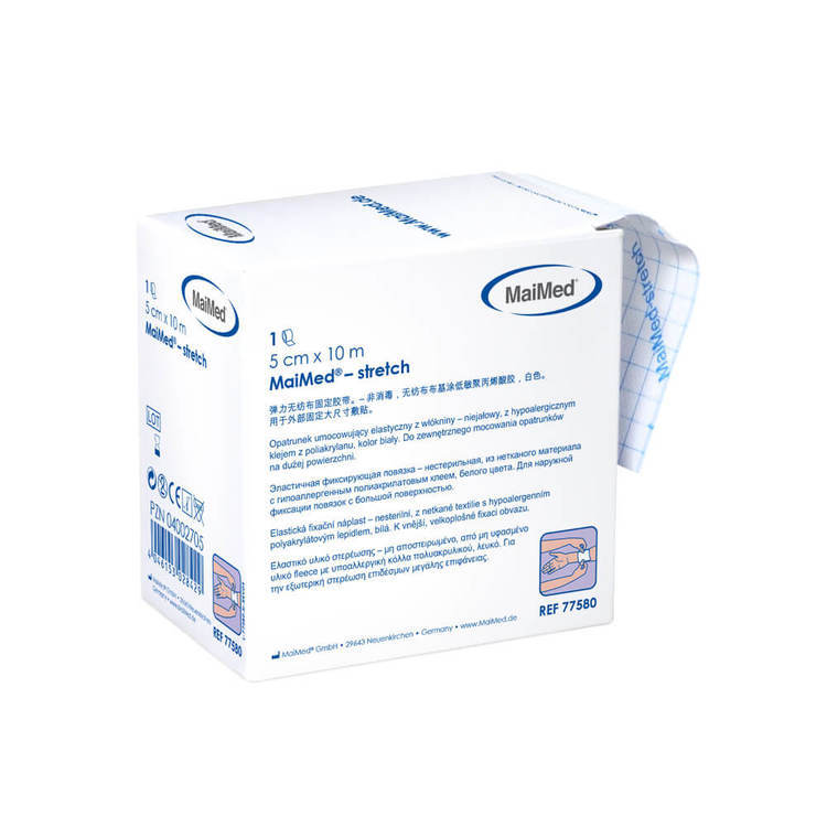 MaiMed Stretch-Binde – 50 mm × 10 m, 1 Rolle, weiss, hypoallergen