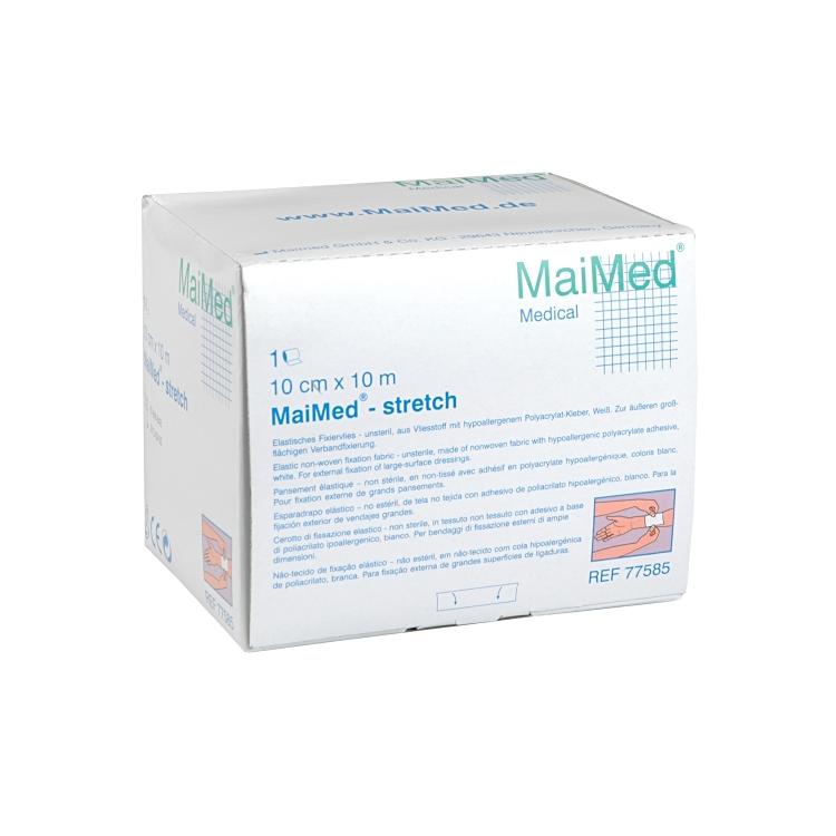 MaiMed Binde Stretch – 100 mm × 10 m, weiss, hypoallergen, 1 Rolle