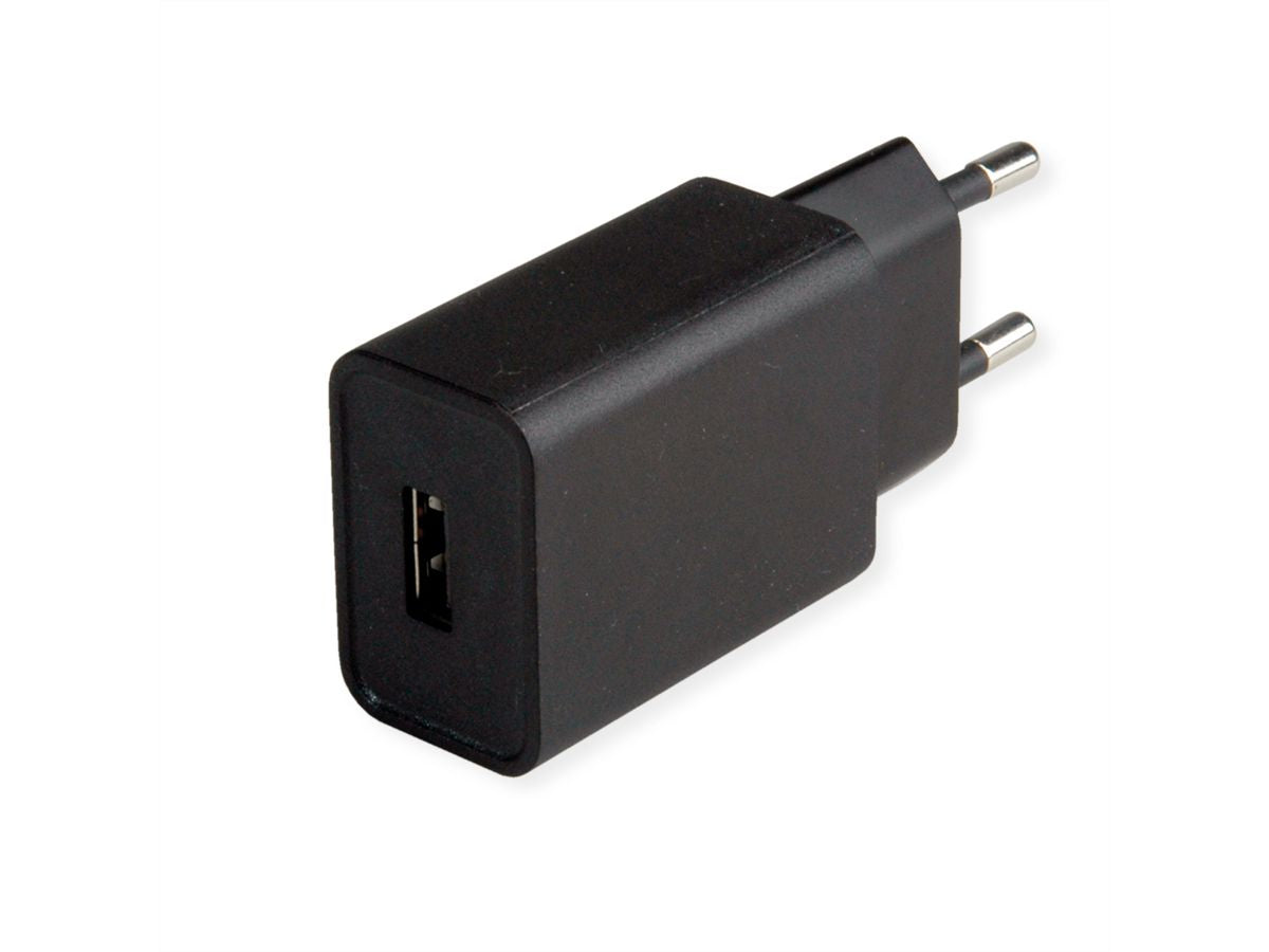 VALUE USB-Ladegerät 12 W – USB-A×1 – EU-Stecker (Typ C) – Schwarz