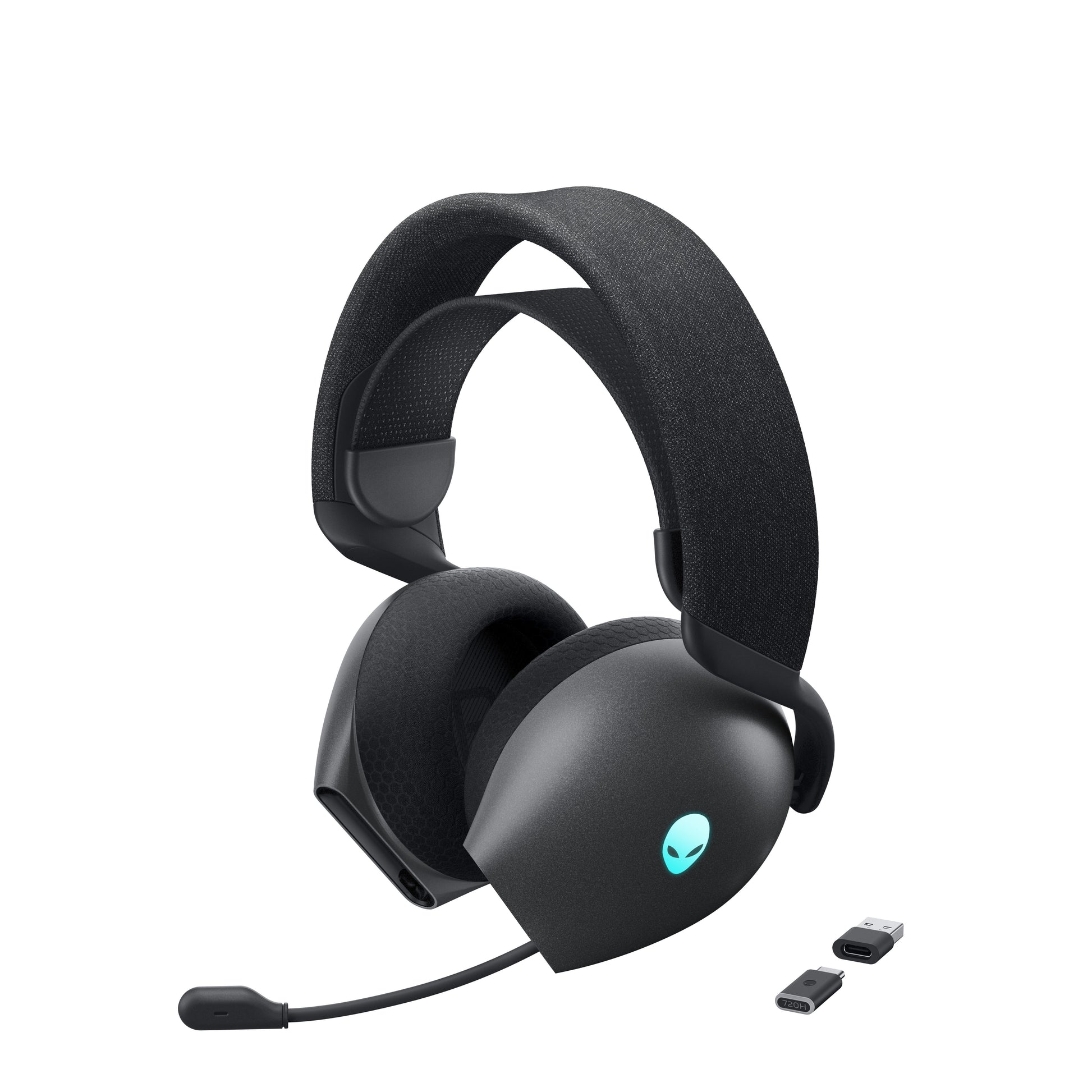 Alienware AW720H Gaming-Headset – Over-Ear, Stereo, Kabel + BT, mit USB-C-Dongle, Schwarz