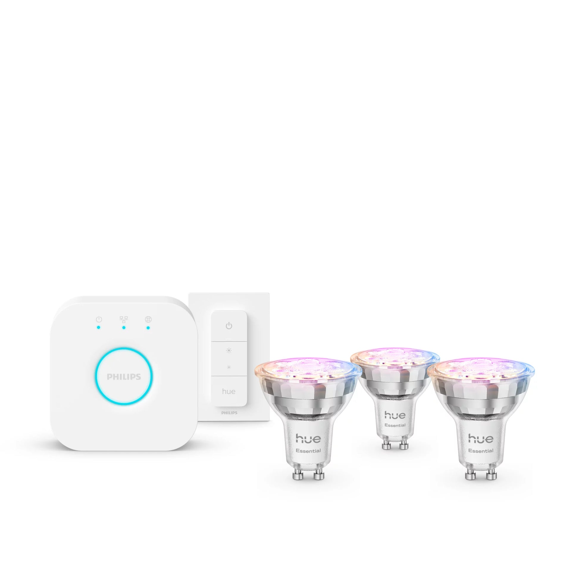 Philips by Signify Philips Hue Basis – Smart-Leuchtmittel – GU10, 345 lm, Mehrfarbig, 2’200–6’500 K – 3er-Set