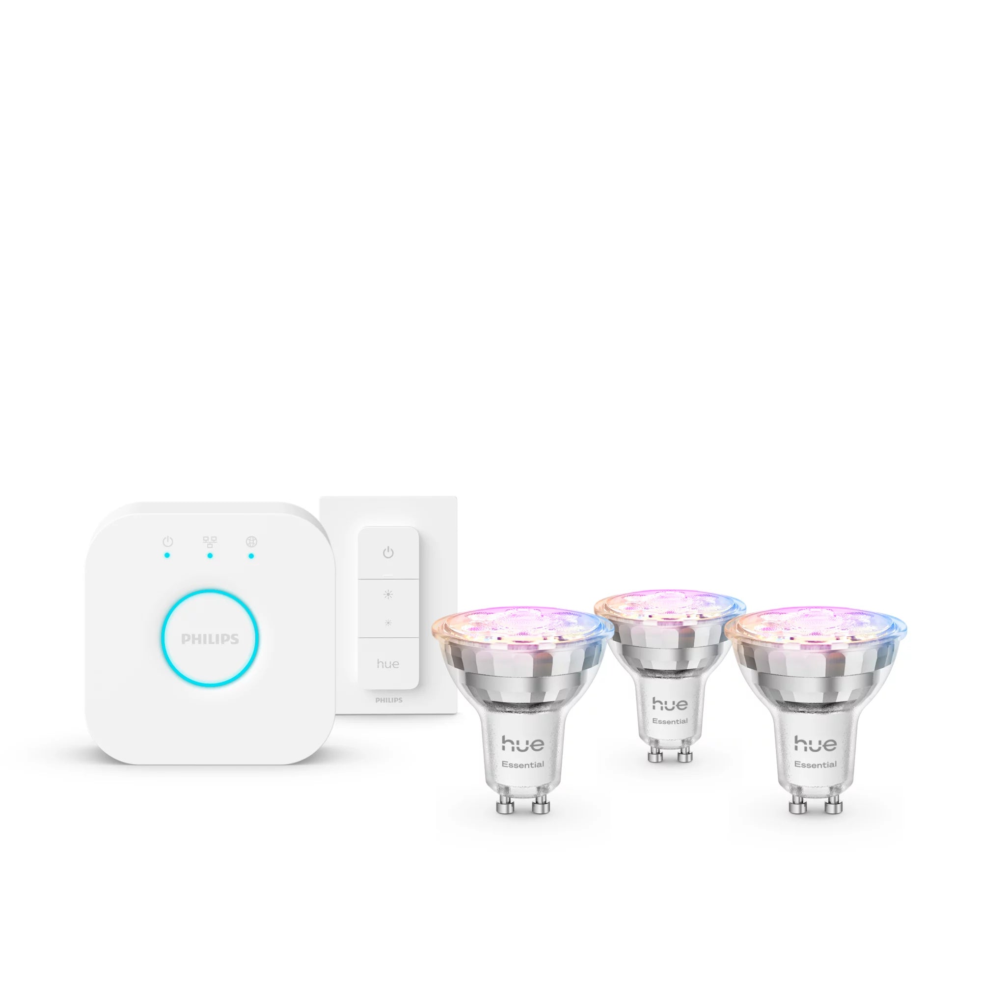 Philips by Signify Philips Hue Basis – Smart-Leuchtmittel – GU10, 345 lm, Mehrfarbig, 2’200–6’500 K – 3er-Set