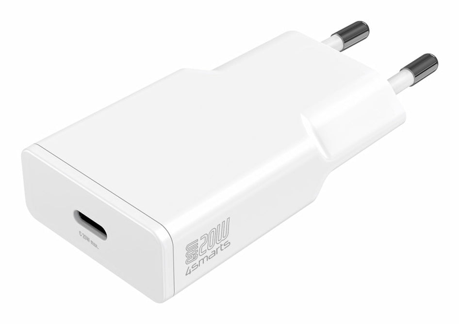 4smarts PDPlug Slim USB-Ladegerät 20 W – USB-C×1 – PD 3.0, PPS, QC 3.0, GaN – EU-Stecker (Typ C)