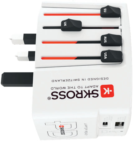 Skross World Travel Adapter AC65PD Netzteil – 72,5 W, 1× USB-C + 1× USB-A, PD – für Smartphone, Laptop, Tablet