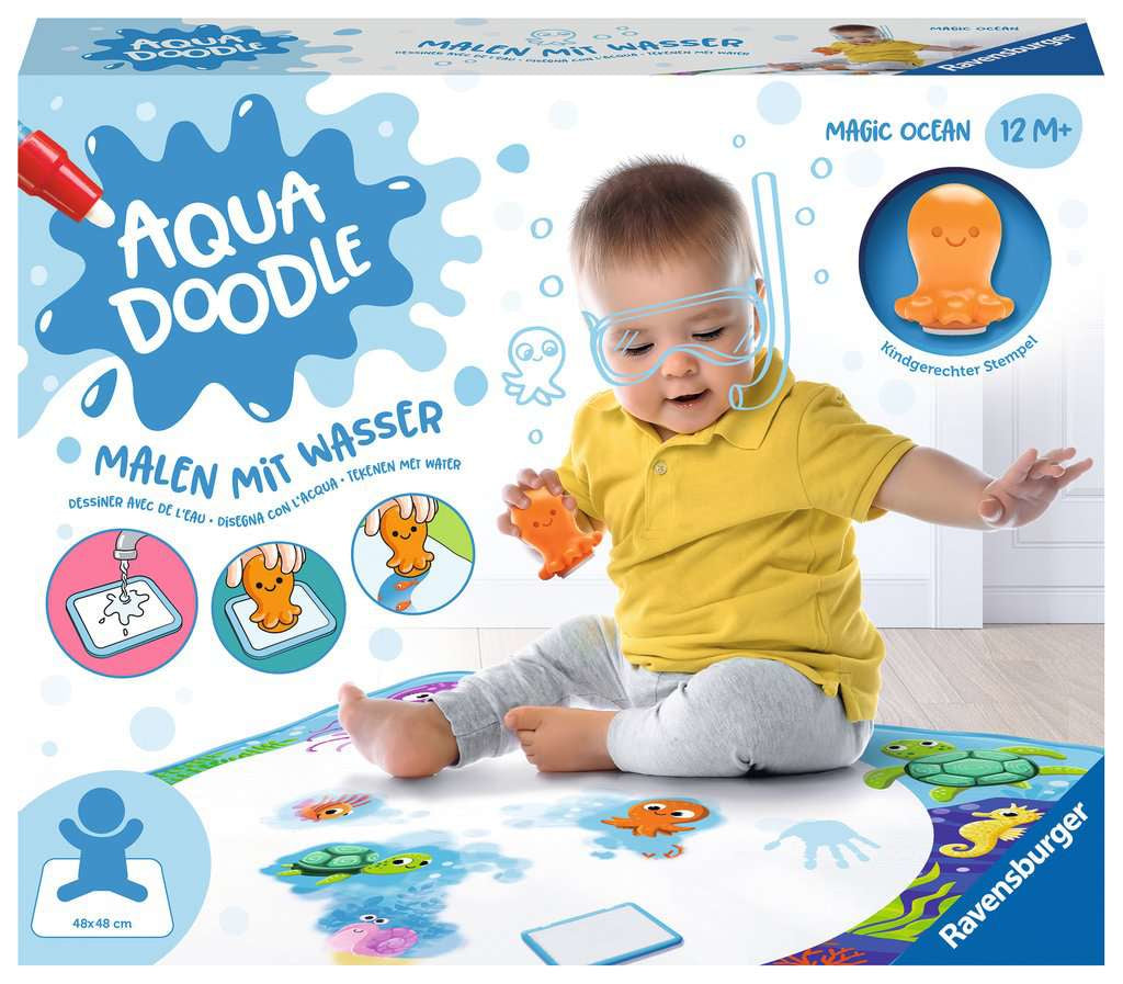 Ravensburger Aqua Doodle – Magic Ocean Wasserzeichenmatte – Wasser – 50 × 50 cm – ab 1 Jahr