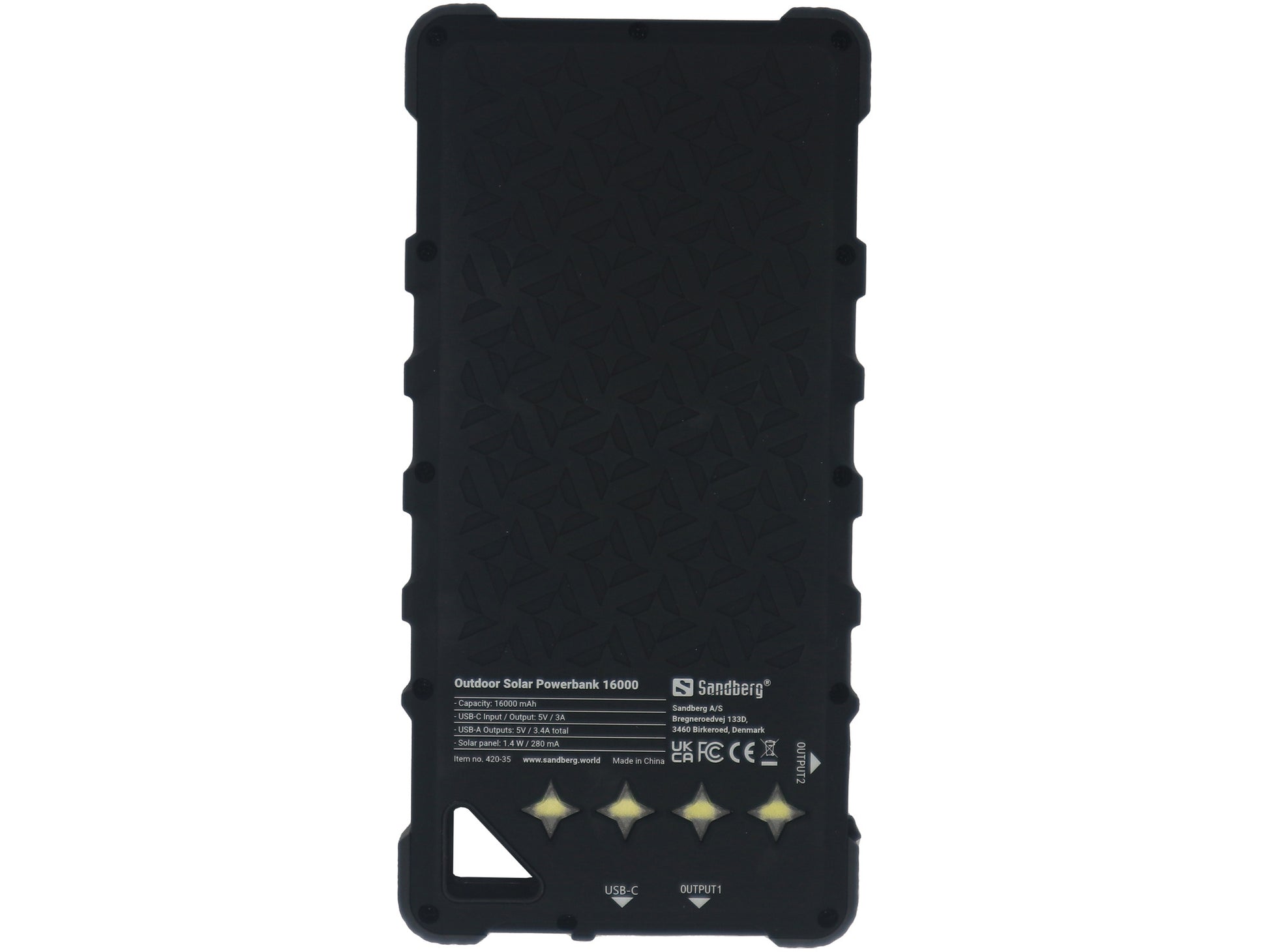 Sandberg Powerbank 16000 mAh, Solar, für Smartphones, Schwarz