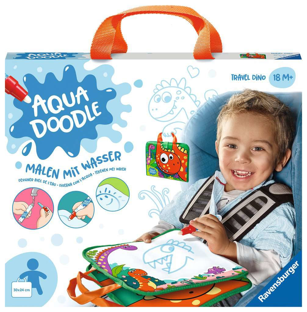 Ravensburger Aquadoodle Travel Dino Wasserzeichenmatte – 30 × 50 cm – 1 Stk. – mehrfarbig – ab 1,5 J.