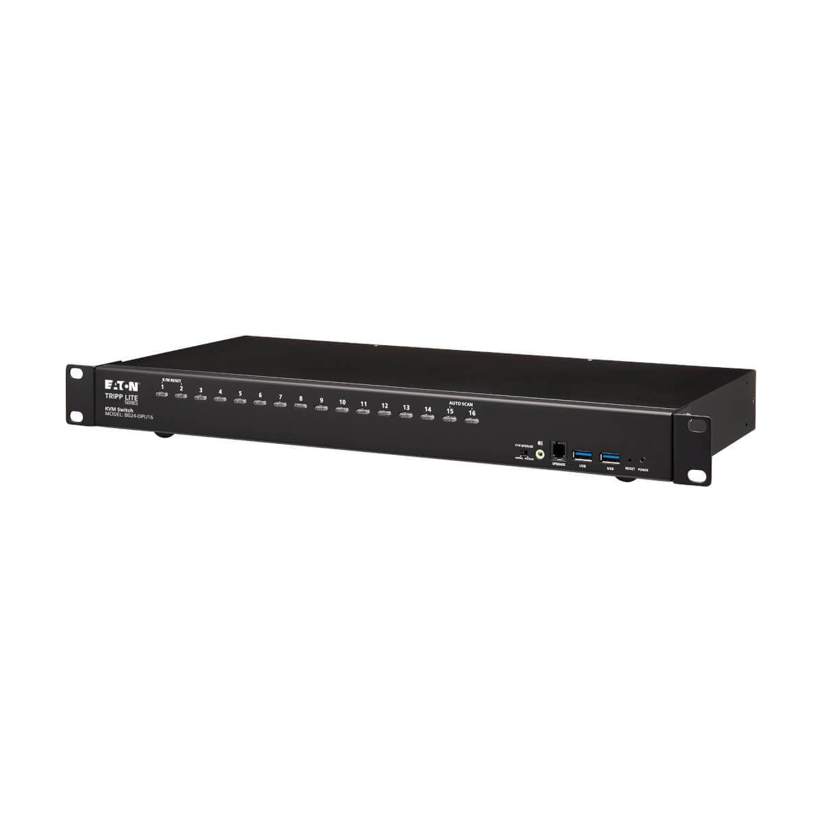 Tripp Lite B024-DPU16 – 16-Port DP KVM-Switch – 4K/60 Hz, USB 3.0-Hub, Audio, 1U Rack