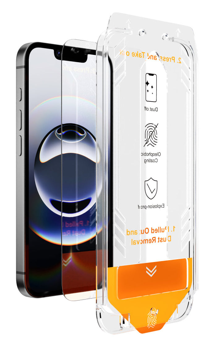 4smarts Displayschutz – für Apple iPhone 13/13 Pro/14 – Panzerglas – kratzfest, Anti-Staub-Set