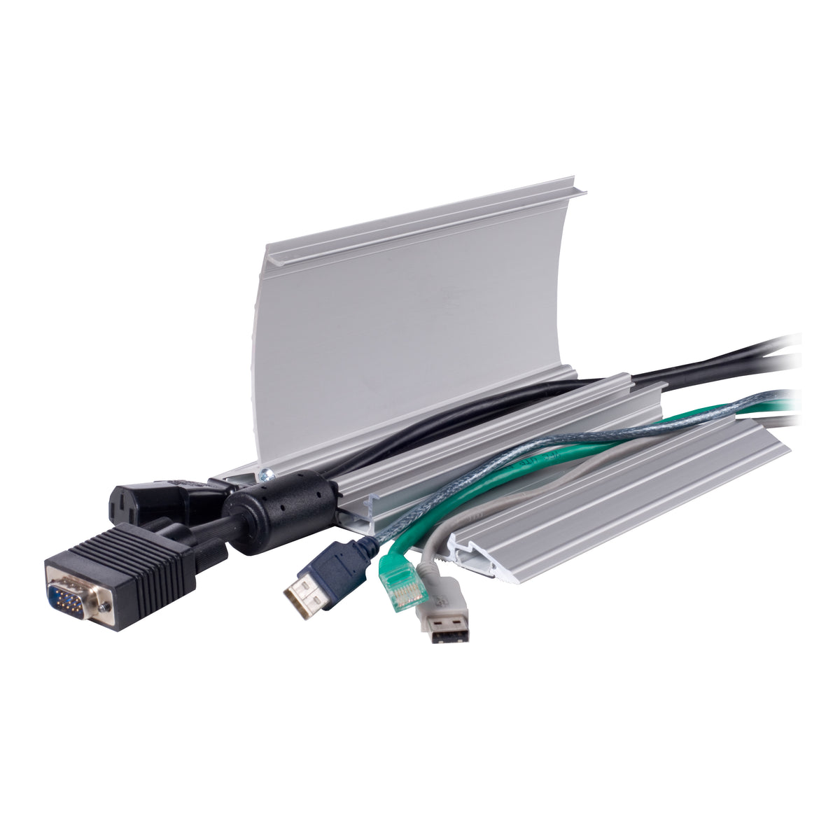 Dataflex Addit Kabelbrücke – 1,2 m – Aussen 145×20 mm – Aluminium – Silber, 500 kg