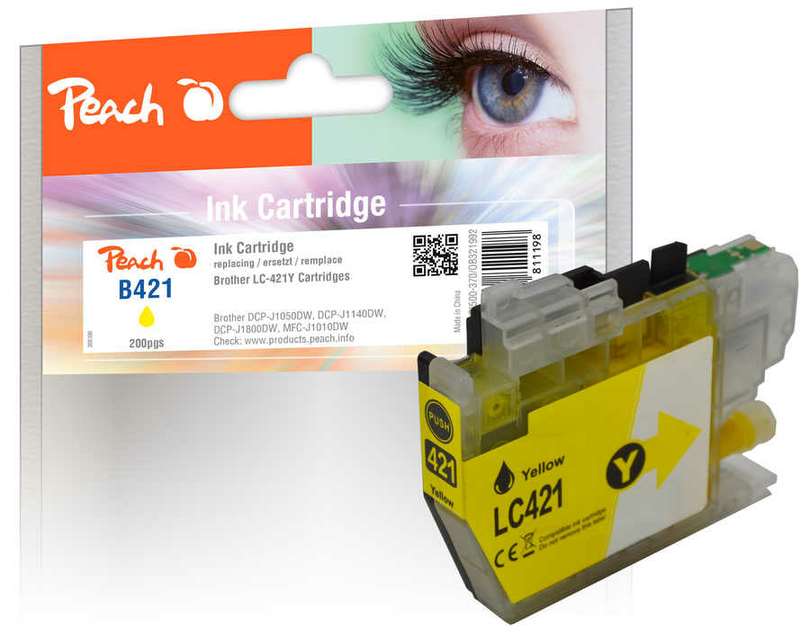 Peach LC-421 Tintenpatronen-Multipack, 5er-Set (Kompatibel) – für Brother DCPJ 1050/1140/1800, MFCJ 1010