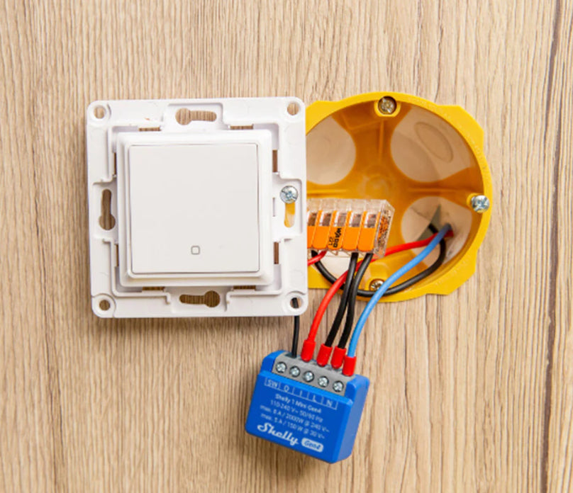 Shelly 1 Mini Gen4 – Zubehör – WLAN, Bluetooth, Zigbee, Matter, 1-Phasen – für Amazon Alexa, Google Assistant
