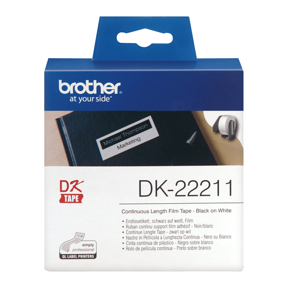 Brother Endlos-Etiketten, 29 mm × 15,2 m, weiss, Kunststoff, permanent